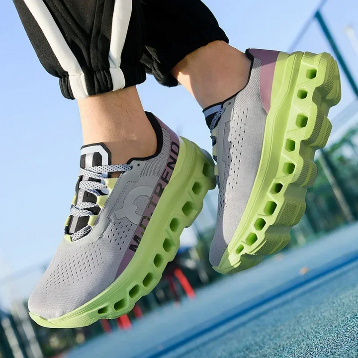 Flexible sole of unisex lightweight athletic shoes, providing excellent traction for running & walking.