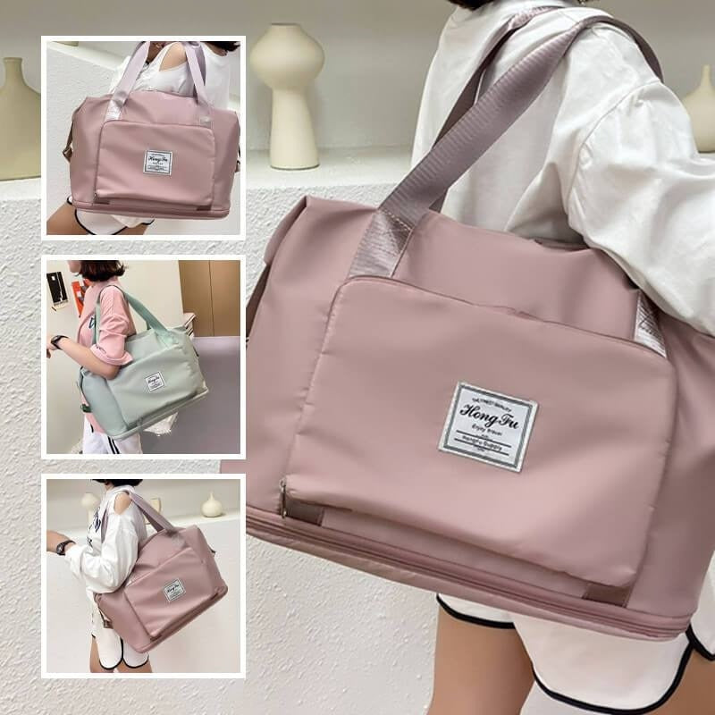 Durable unisex weekender travel bag, designed for organized packing, perfect as a carry-on or gym bag.