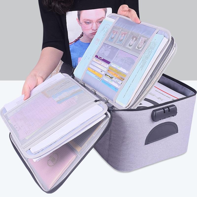 Unisex lockable waterproof document storage case. Secure multi-layer travel organizer for important documents & valuables.