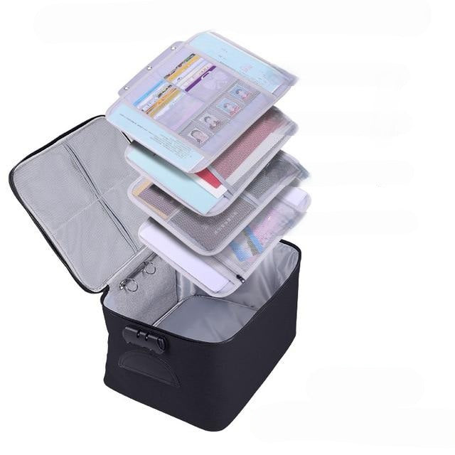 Privacy protection: lockable waterproof case for important documents, financial records, and personal valuables.