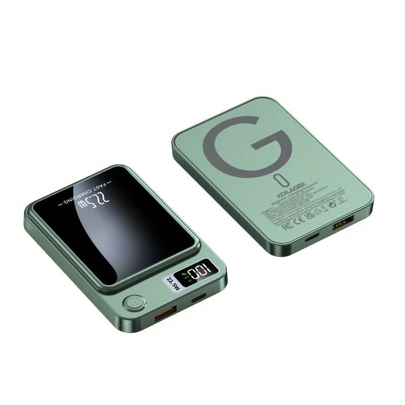 Unisex ultra-slim magnetic power bank offering fast wireless charging, a perfect phone accessory.