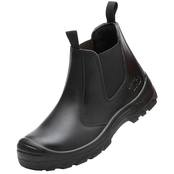 Protective unisex safety footwear for industrial use, featuring impact protection and slip-resistant grip.