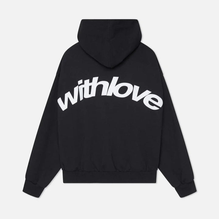 Unisex oversized hoodie with a bold slogan print, perfect for streetwear style and everyday comfort.
