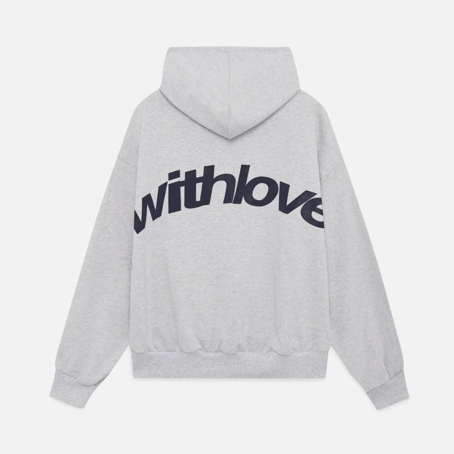 Relaxed fit unisex oversized hoodie with unique slogan print, ideal for casual comfort and layering.