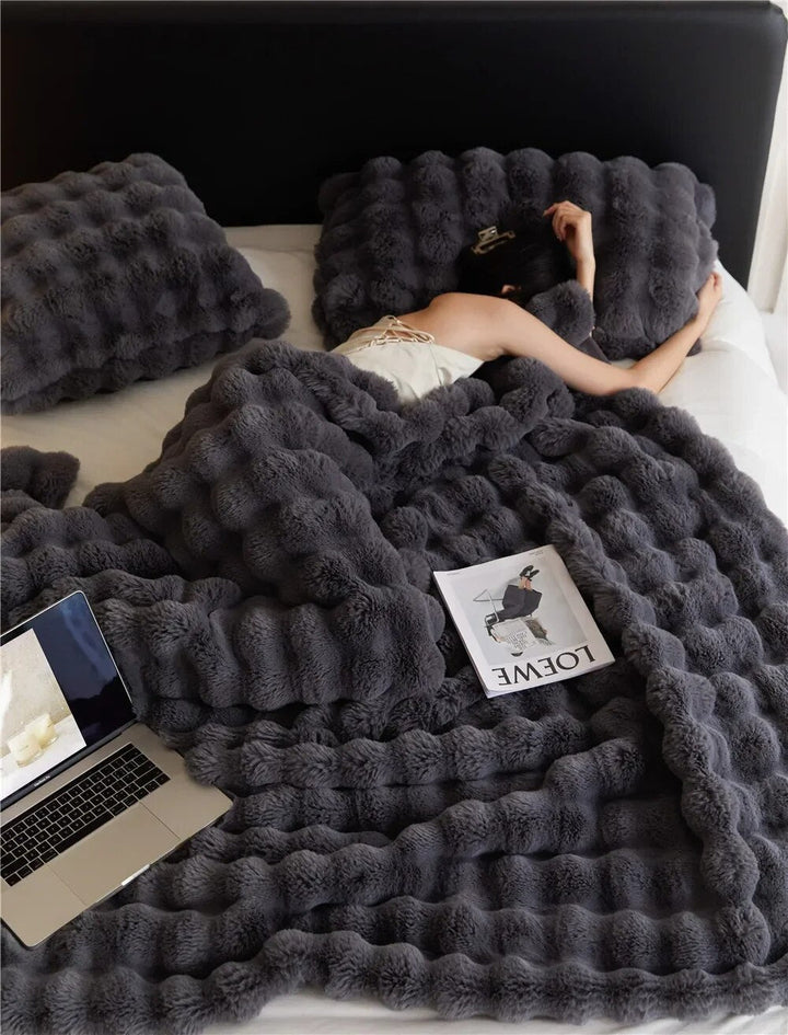 Soft, comfortable fleece blanket for ultimate warmth. Ideal home decor throw, machine washable.
