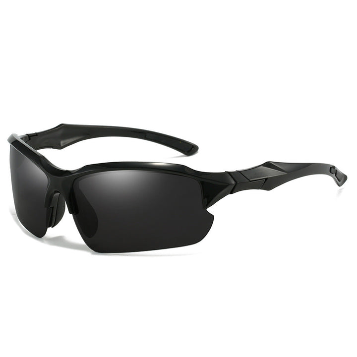 "Unisex polarized sports sunglasses with UV400 protection, lightweight frame, and anti-slip nose pads for outdoor activities.