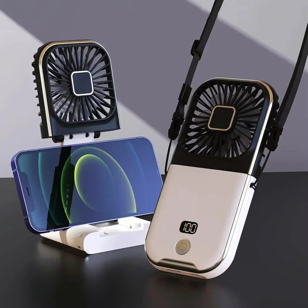 Compact rechargeable travel fan with 3 wind modes, ideal for outdoor cooling & personal desk use. USB-C powered.
