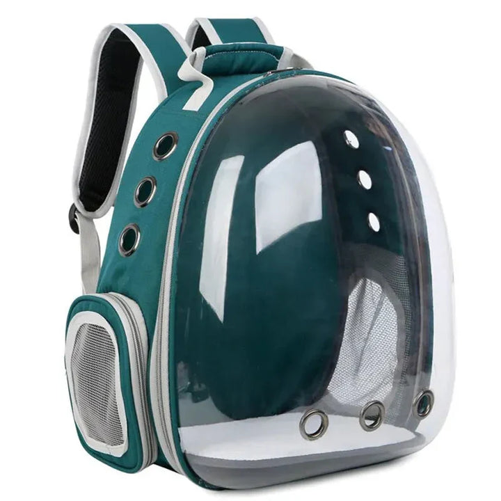Gray cat travel carrier bag, ventilated and safe for car journeys.