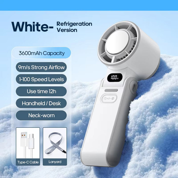 Unisex portable fan, delivering instant chill. Rechargeable turbo cooler, perfect for summer essentials.