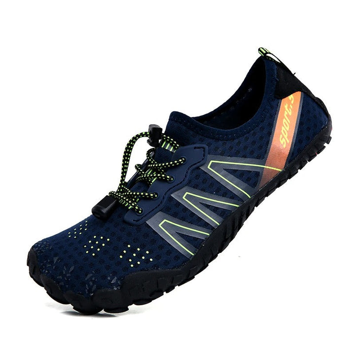 Unisex quick-drying barefoot water shoes with non-slip sole, breathable mesh, and elastic fit for optimal grip on wet surface