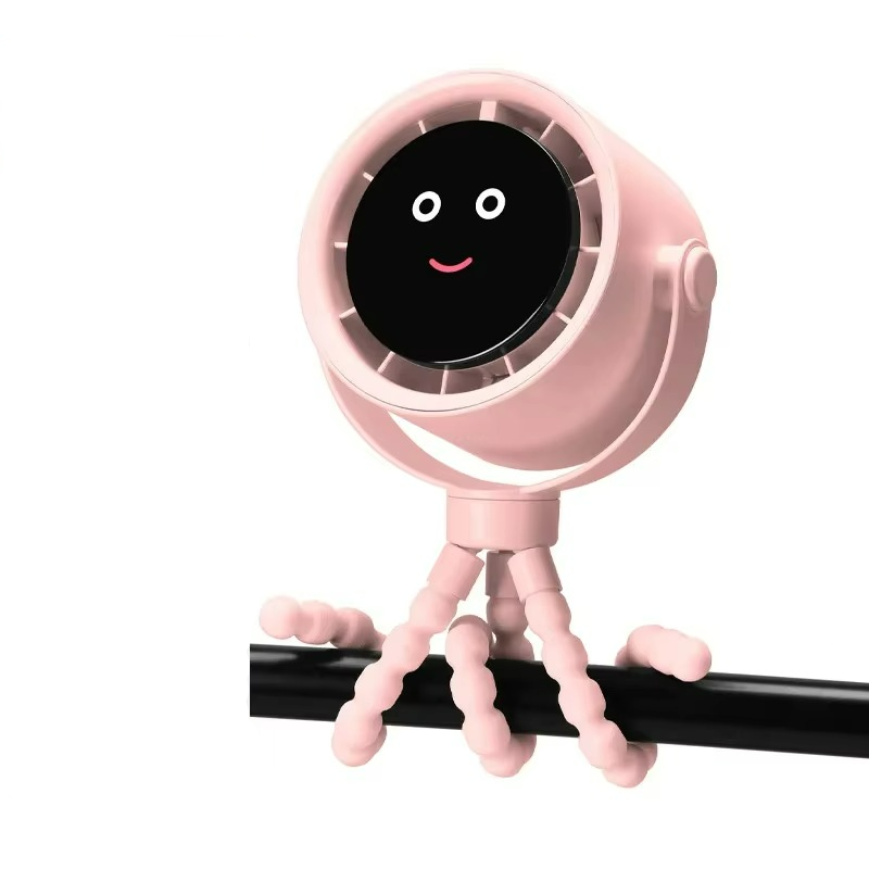 Rechargeable travel fan with LED display, providing a refreshing breeze wherever you are.