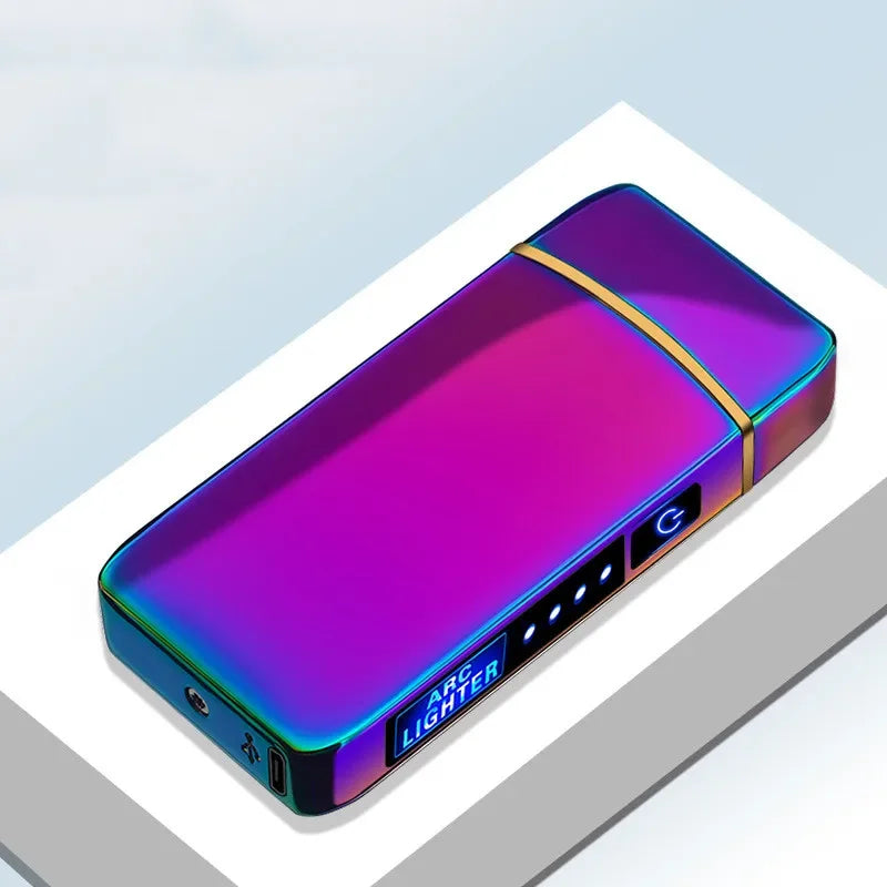 Secure flameless USB rechargeable lighter, windproof plasma technology for safety.