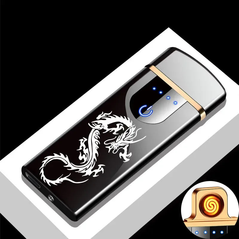 Robust windproof electronic lighter, USB rechargeable plasma arc, essential gear.