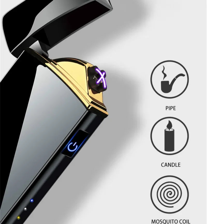Portable electric windproof lighter, USB rechargeable plasma tech for outdoor gear.