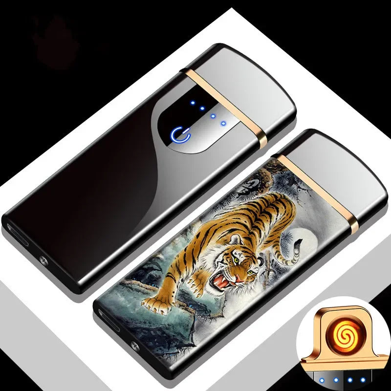 Sleek unisex windproof electric lighter, USB rechargeable plasma, a modern gadget.