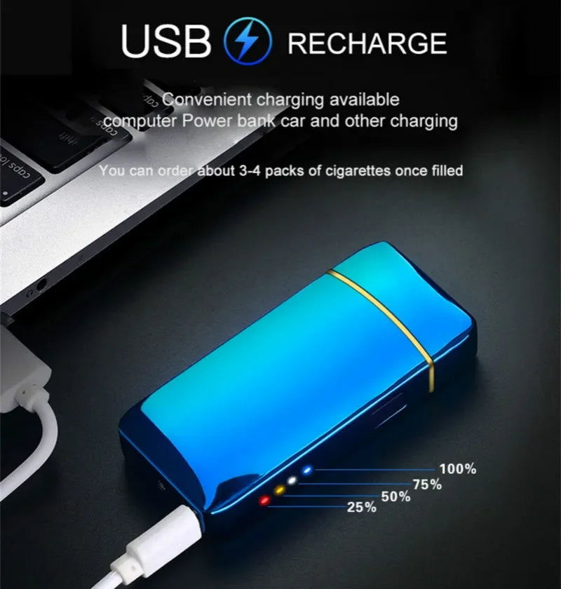 Sleek unisex USB plasma lighter, flameless windproof ignition, ideal for pipes.