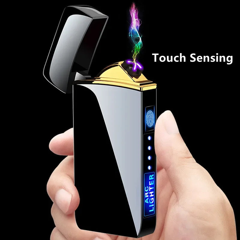 Rechargeable USB electric lighter, windproof plasma arc for camping & daily use.