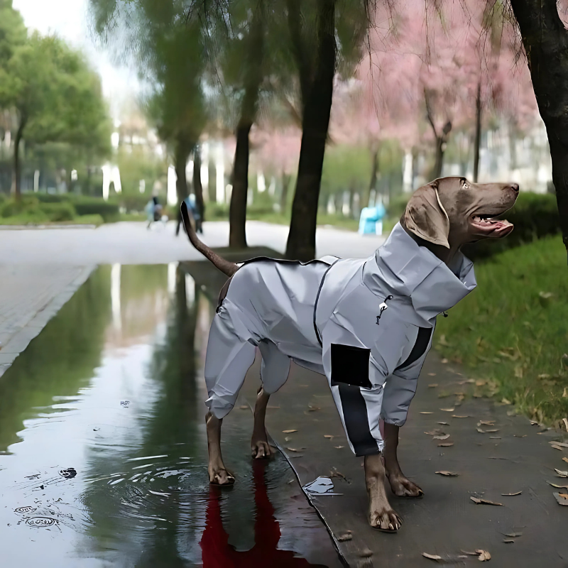 Unisex reflective stormproof dog jacket for all-weather walks, great for large dogs. Waterproof pet apparel for outdoor dog gear.
