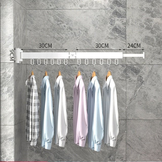 Brushed stainless steel retractable drying rack, a sleek & sturdy laundry room solution for clothes drying.