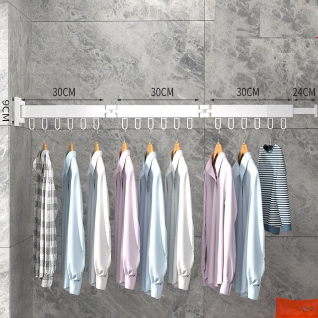 Heavy-duty retractable wall drying rack, built with sturdy stainless steel for longevity & home organization.