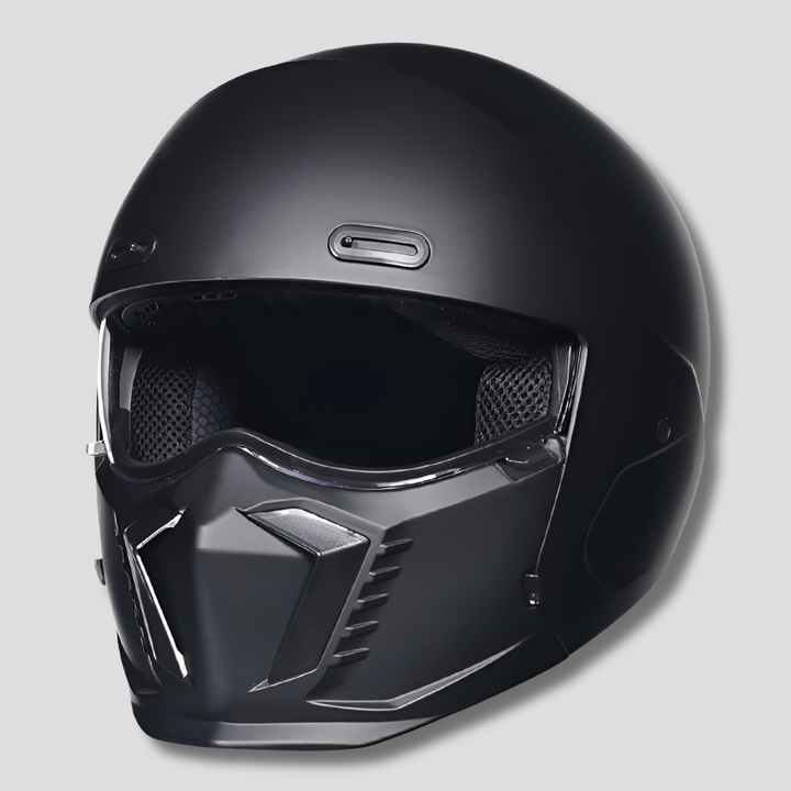 Full face vintage motorcycle helmet with pilot style, DOT/ECE approved for maximum biker safety.