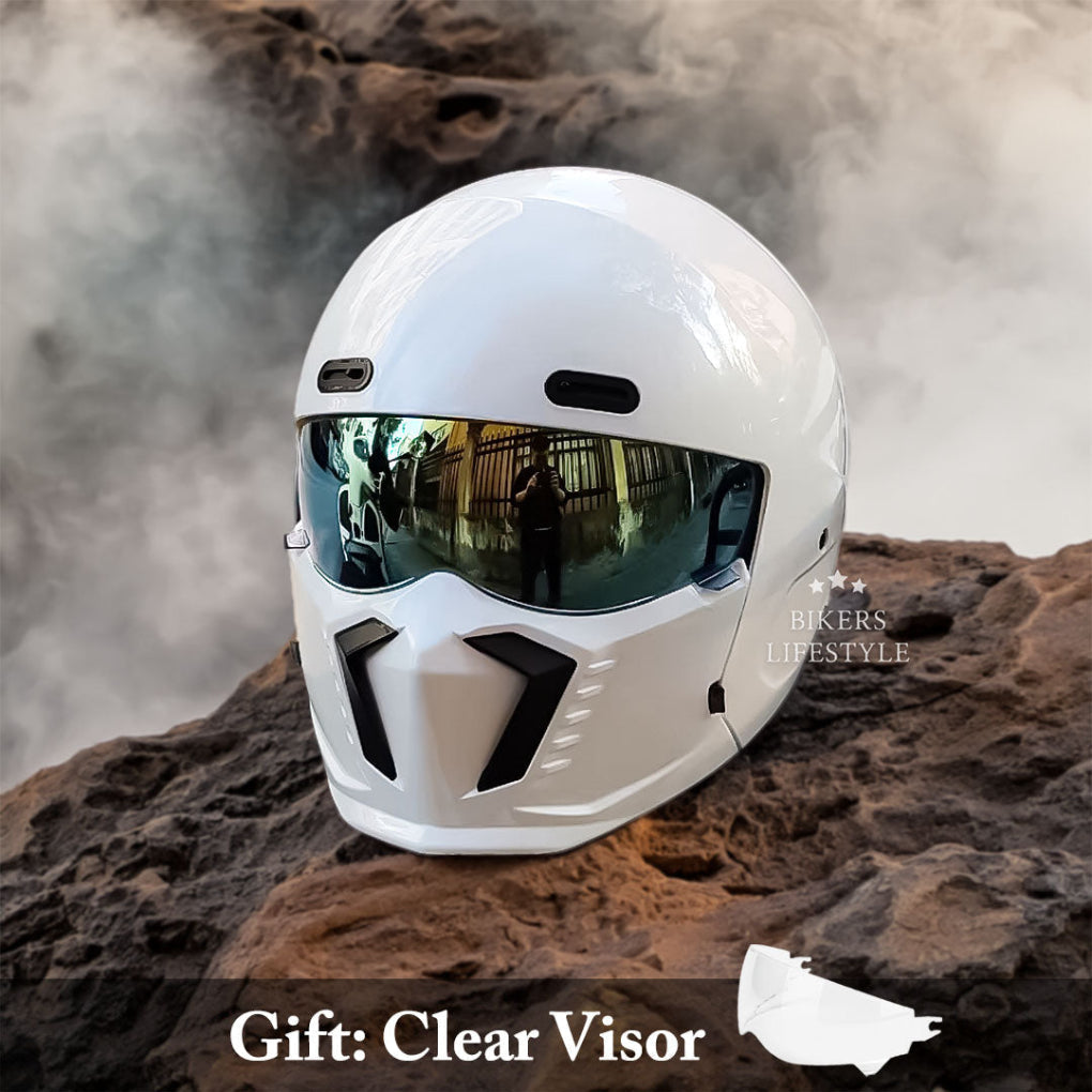 Classic retro pilot helmet for unisex riders. DOT/ECE certified full face safety for touring & commuting.