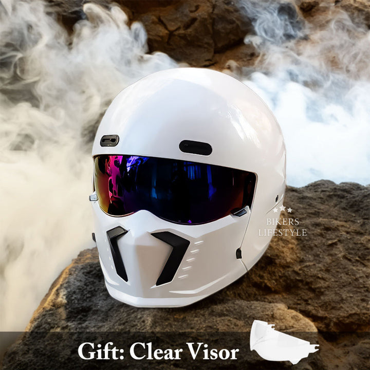 Comfortable retro motorcycle helmet, pilot style. Essential DOT/ECE biker gear for vintage classic riding.