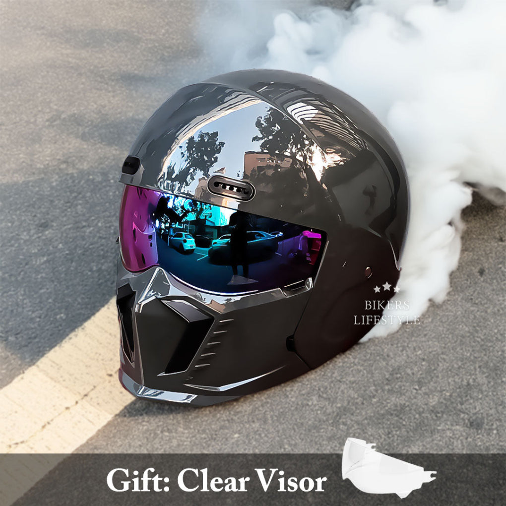 ECE certified unisex pilot helmet. Perfect retro full face motorcycle gear for classic touring & commuting.