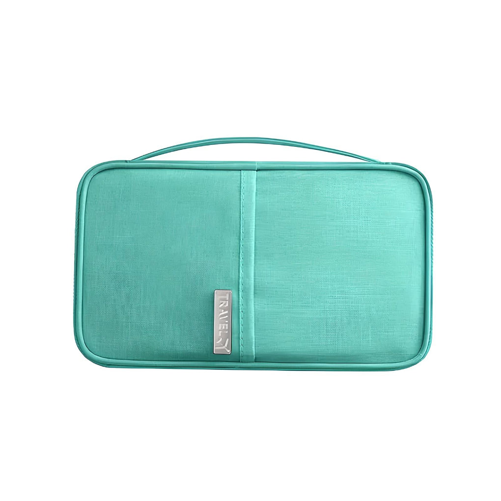 Family travel organizer: multi passport wallet with RFID protection. Secure ripstop nylon document holder for airport security.
