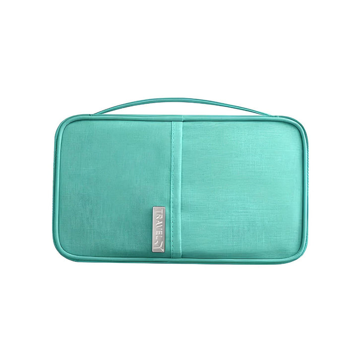 Family travel organizer: multi passport wallet with RFID protection. Secure ripstop nylon document holder for airport security.