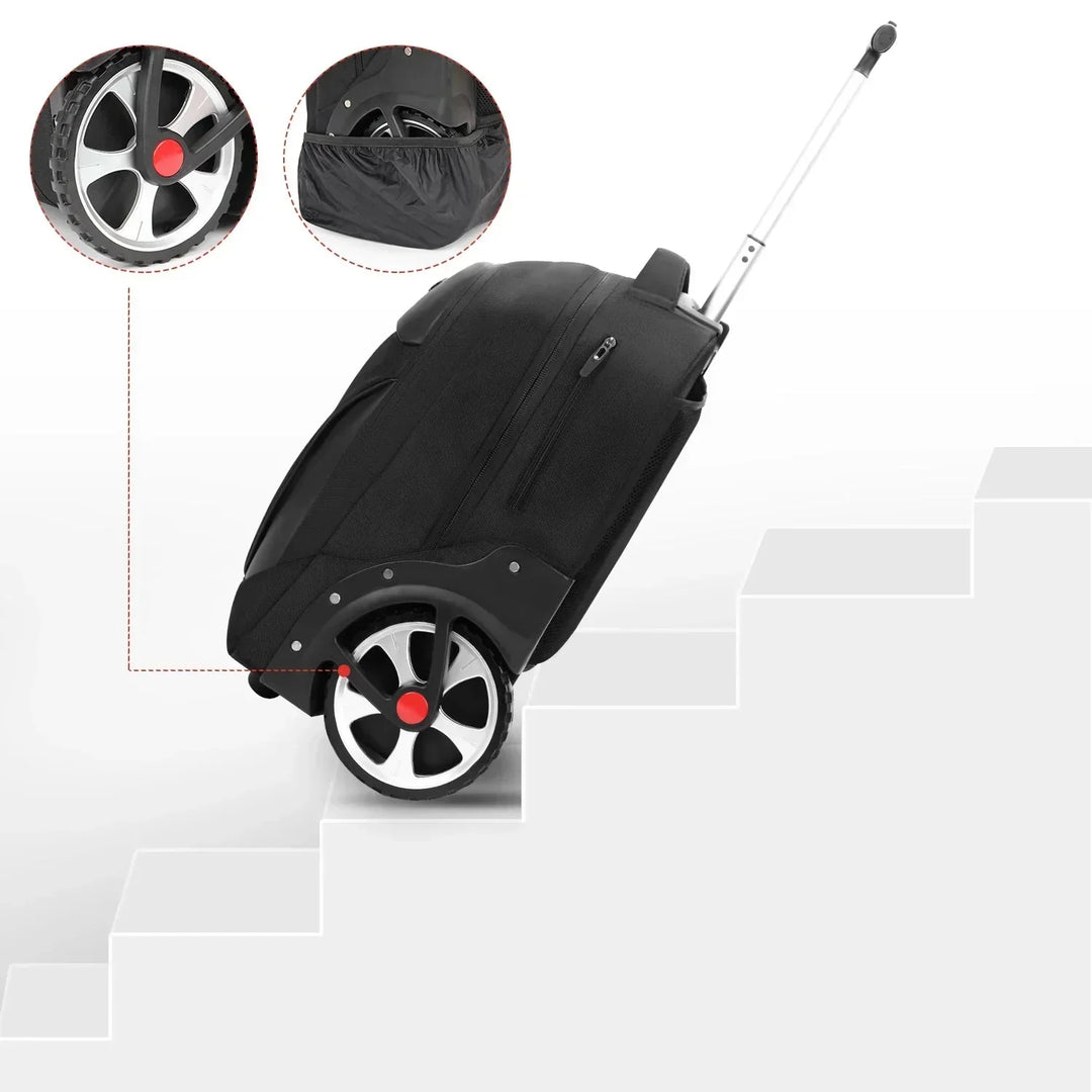 Unisex rolling laptop backpack, ideal 3-in-1 travel bag for business or weekend trips, with padded laptop sleeve.
