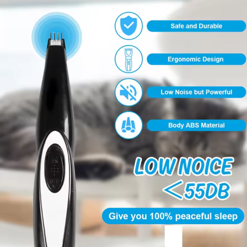 Silent pet hair clipper for professional dog & cat grooming. Cordless, low noise animal shaver for stress-free care.