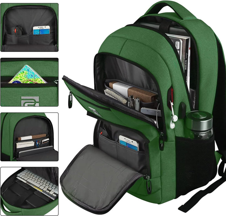 Slim anti-theft backpack in a professional setting, ready for work or business travel.