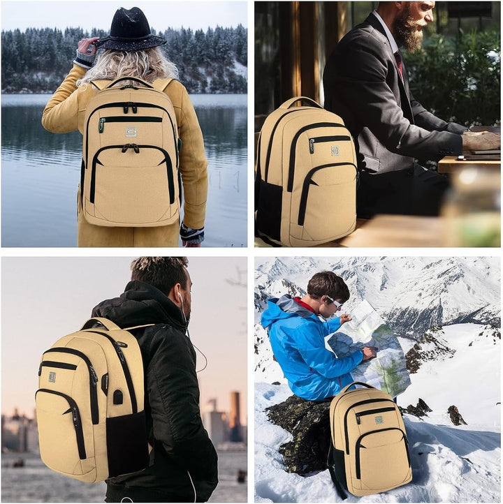 Unisex commuter backpack with anti-theft protection and a convenient USB charging port.