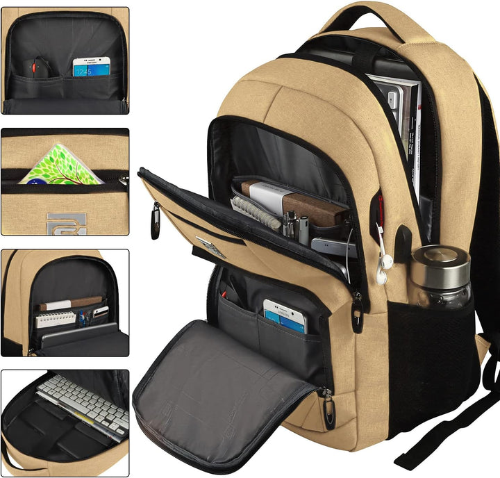 Smart anti-theft backpack, a slim laptop & tech bag with integrated USB charging system.