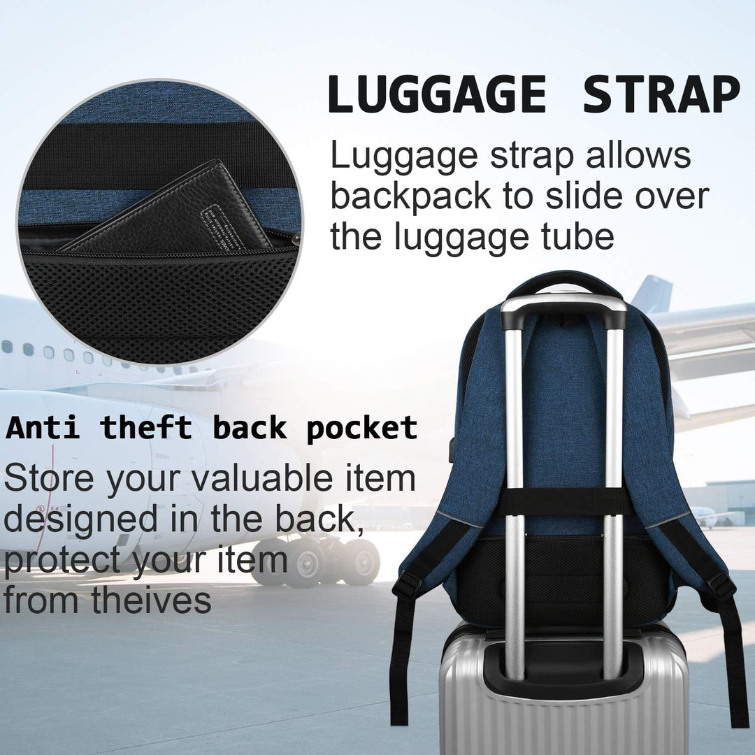 Durable unisex school bag: anti-theft laptop backpack with USB charging capability.