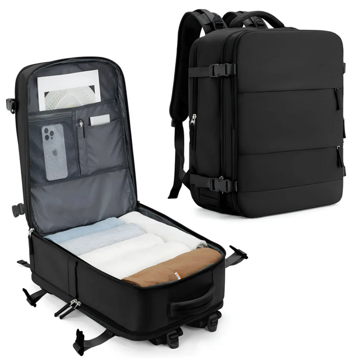 Spacious hand luggage suitcase, unisex carry-on bag for effortless weekend travel, airport ready & compact.