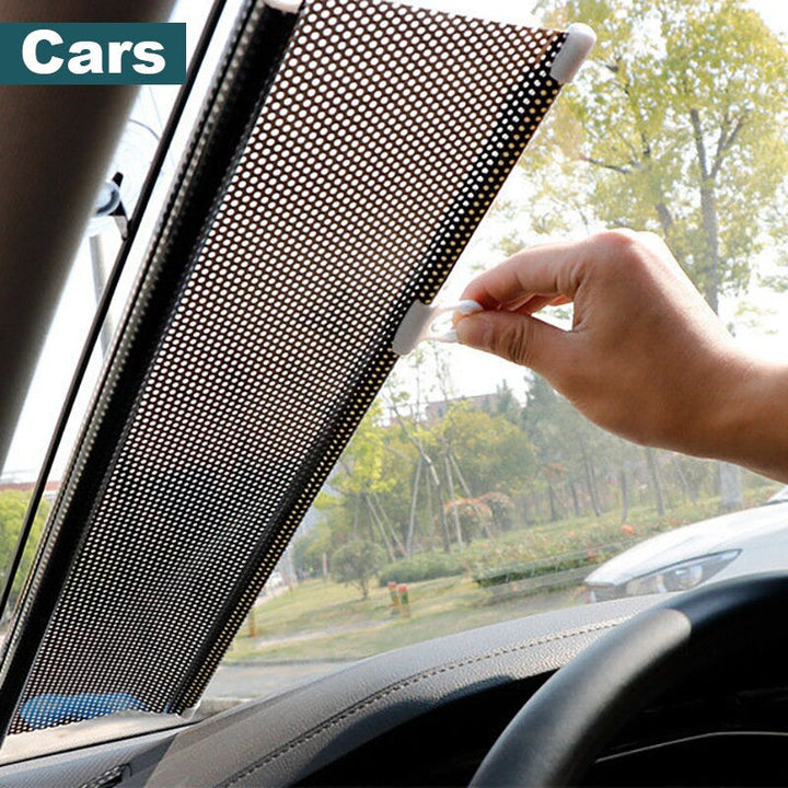 No-drill sun-blocking roller blind for windows. Offers excellent heat reduction & UV protection, simple install.
