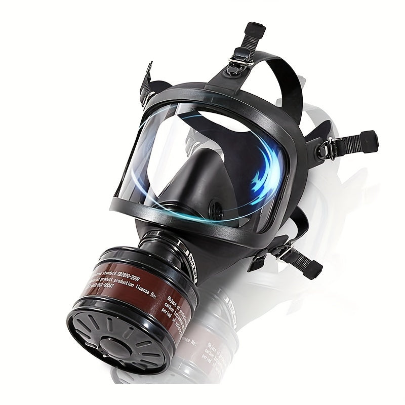 Unisex full face tactical gas mask providing chemical and dust protection, essential safety gear.