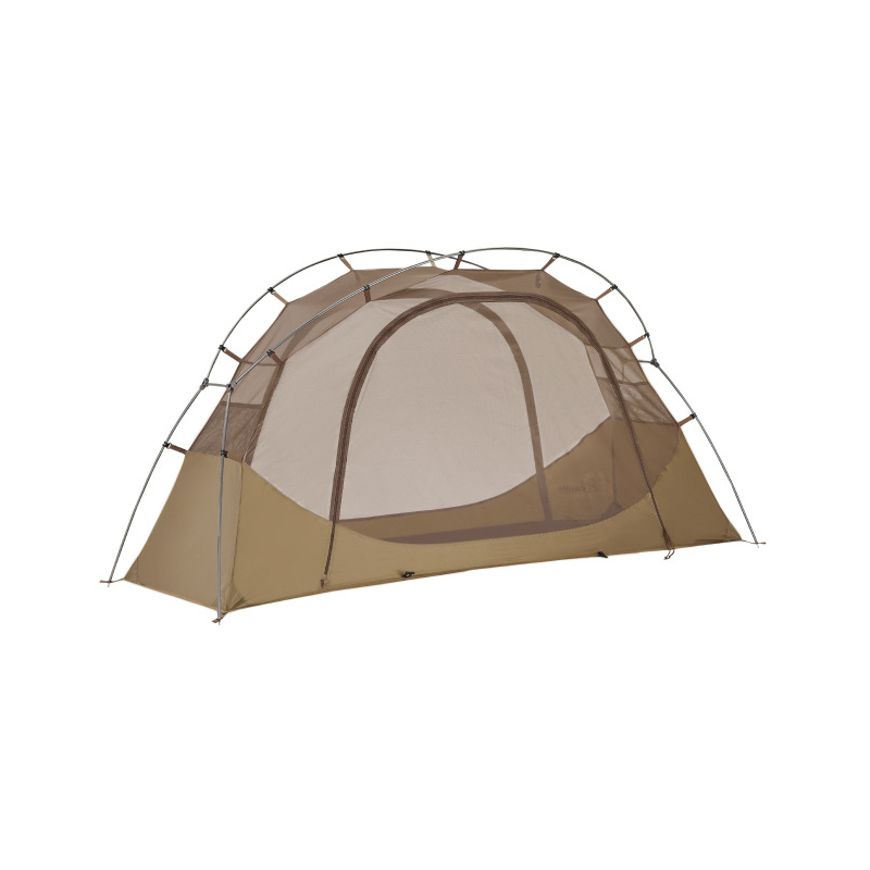 Compact camping shelter: solo bivy tent with rainfly, ultralight and cot compatible design.