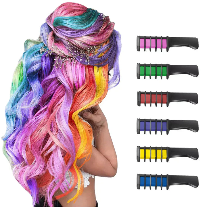 Unisex vibrant temporary hair chalk sticks in bold, blendable colors for safe, washable application on various hair types.