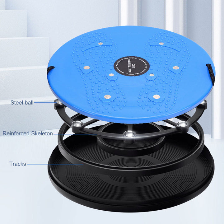 "Unisex waist twisting disc with magnetic massage points for core workouts, available in vibrant colors, supports 100KG."