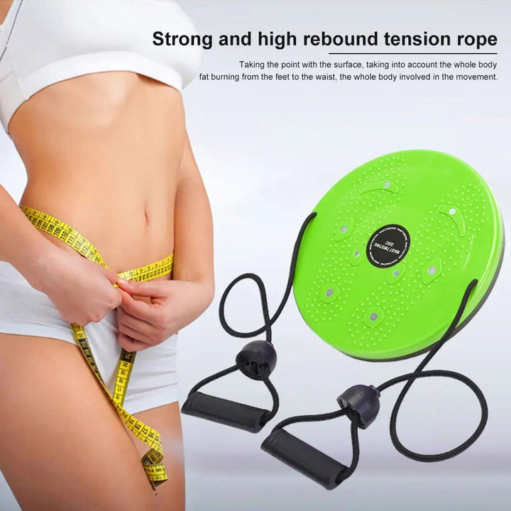 "Unisex waist twisting disc with magnetic massage points for core workouts, available in vibrant colors, supports 100KG."
