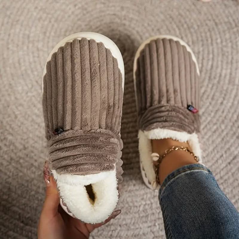 Unisex warm indoor slippers, non-slip & machine washable for easy care.