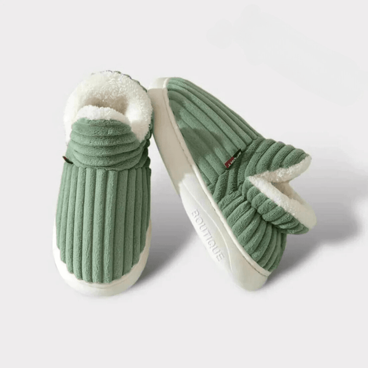 Winter thermal slippers, non-slip & machine washable; ideal for warm indoor relaxation.
