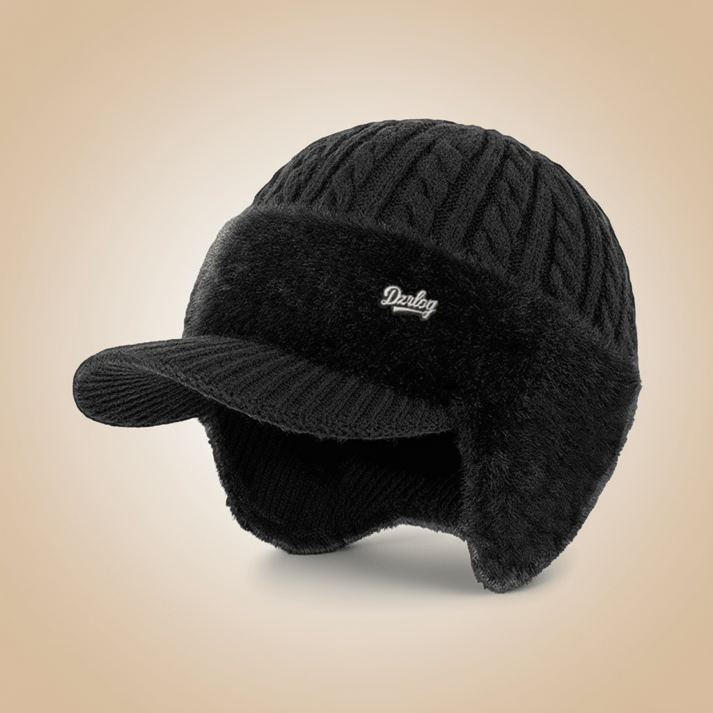 Cozy unisex trapper hat, ideal for snowy conditions. Features warm ear protection and durable cold weather headwear.