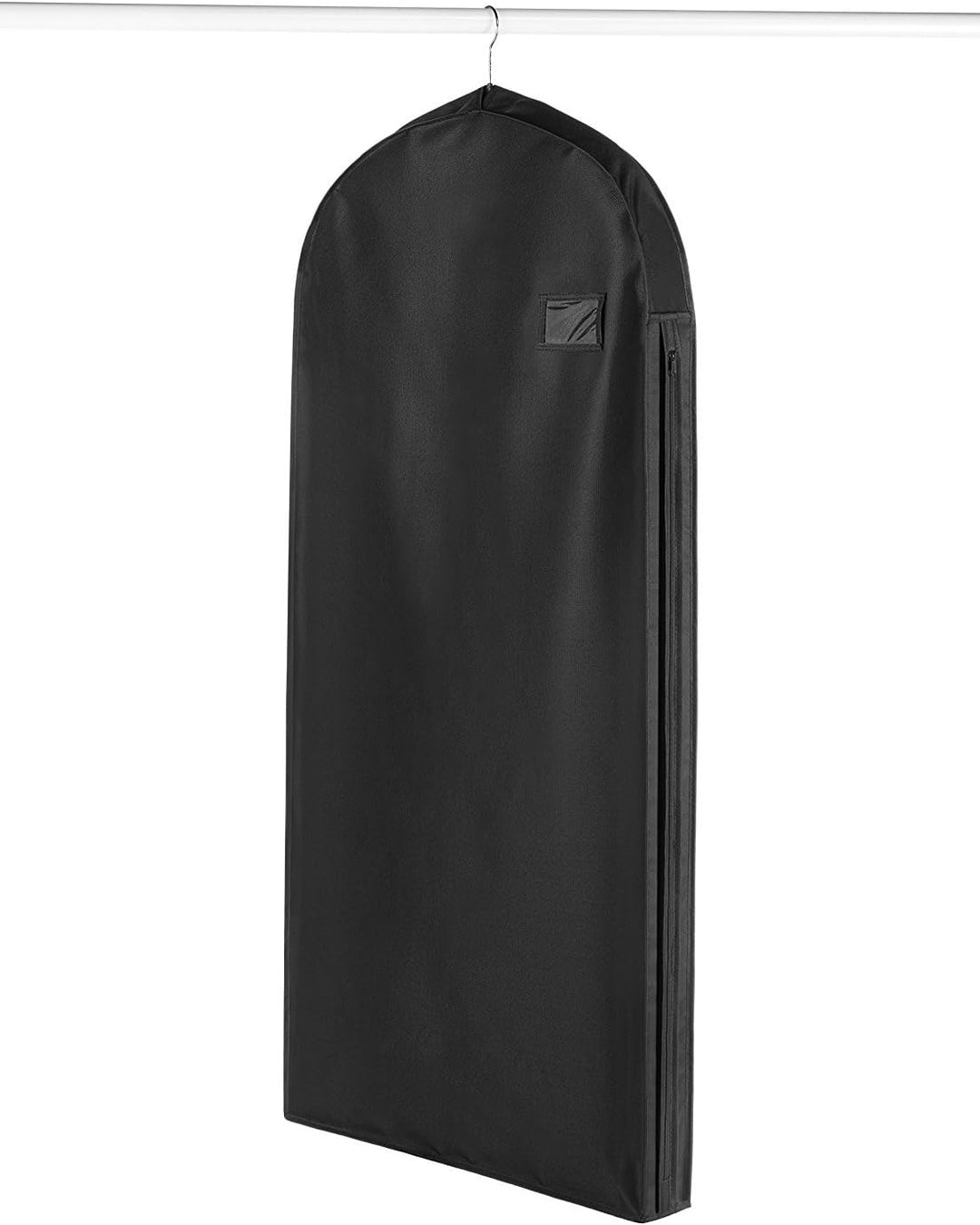 Zippered outfit organizer garment bag. Water-repellent, unisex, with an accessory pocket for travel essentials.