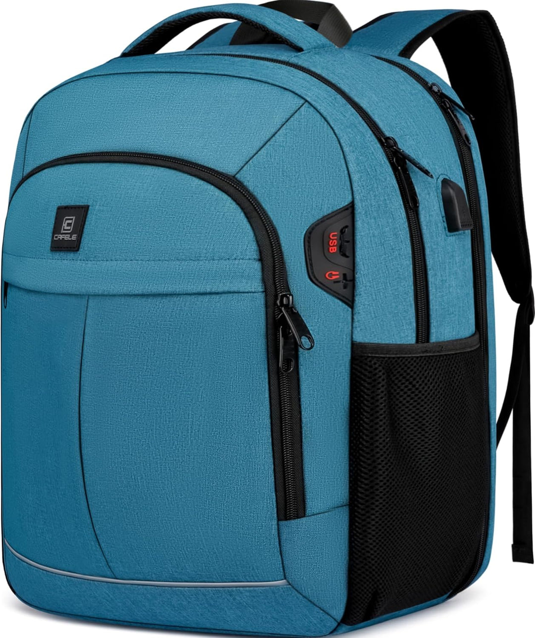 Unisex water-resistant laptop backpack with USB charging port & anti-theft design, ideal for daily use.