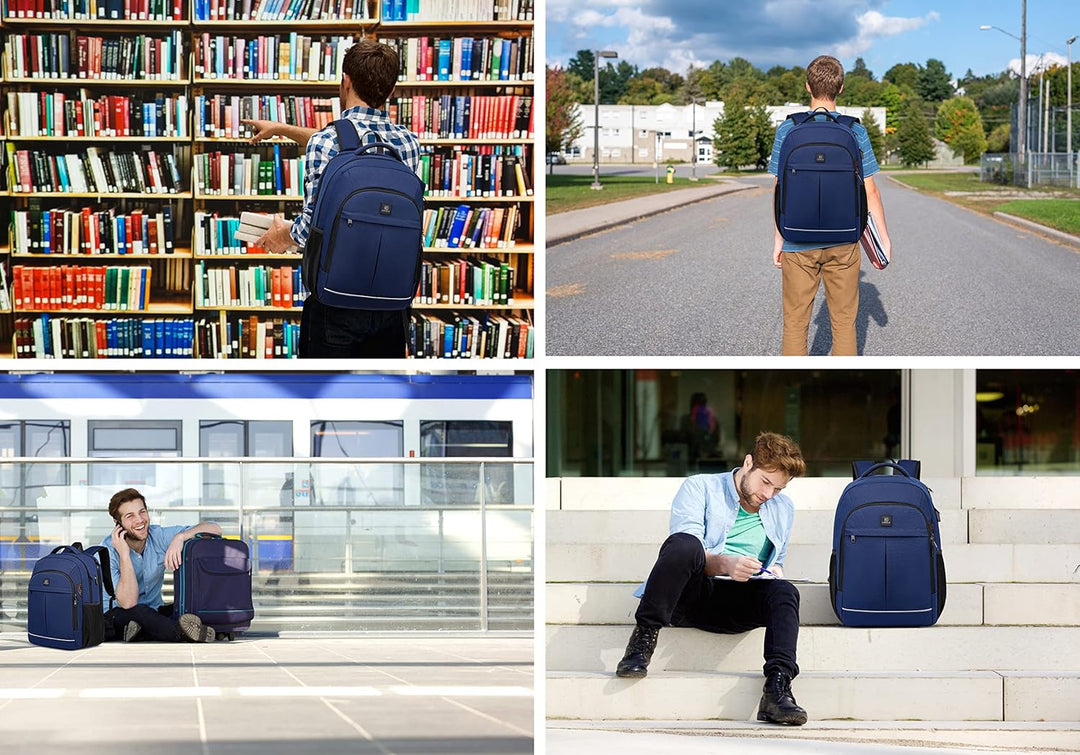 RFID protected water-resistant backpack with anti-theft design, USB port, great for city exploration.