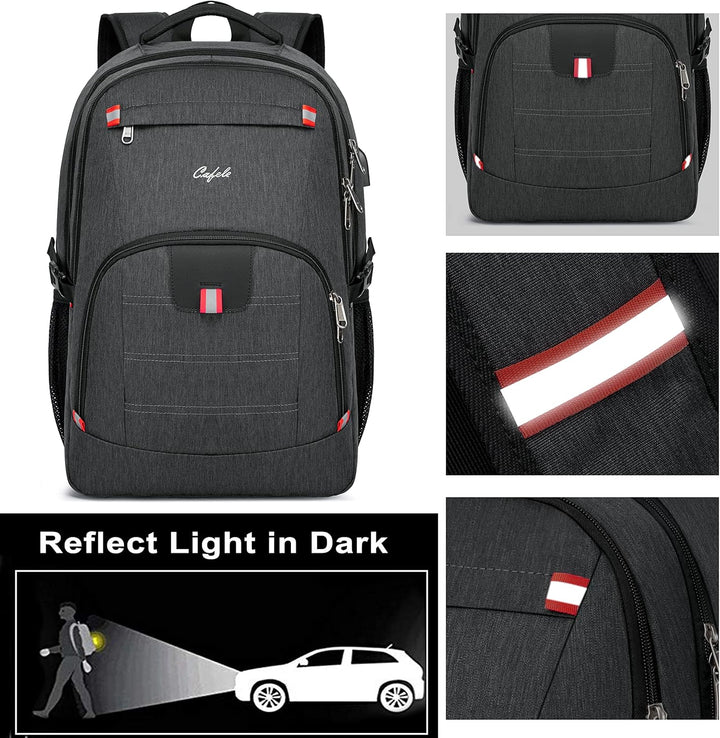 Slim profile water-resistant laptop backpack with USB port, anti-theft design, for minimalist style.